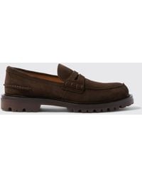 SCAROSSO - Wooster Ii Brown Suede Loafers & Flats - Lyst