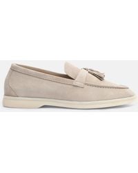 SCAROSSO - Leandra Sand Suede Loafers - Lyst