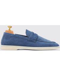SCAROSSO - Luciano Steel Suede Loafers - Lyst