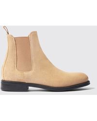 SCAROSSO - Claudia Beige Suede Chelsea Boots - Lyst