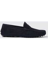 SCAROSSO - Michael Blue Suede Driving Shoes - Lyst