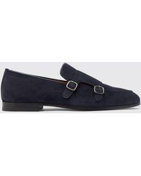 SCAROSSO - Ernesto Blue Suede Loafers - Lyst