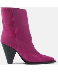 SCAROSSO - Emily Fuchsia Suede Boots - Lyst