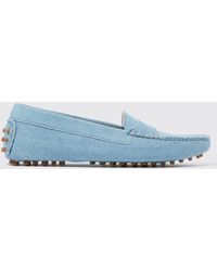 SCAROSSO - Ashley Light Blue Denim Loafers & Flats - Lyst