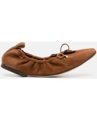 SCAROSSO - Margot Tan Suede Loafers & Flats - Lyst