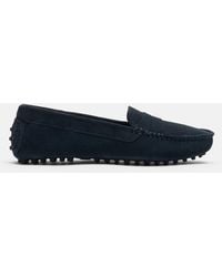 SCAROSSO - Ashley Blue Suede Driving Shoes - Lyst