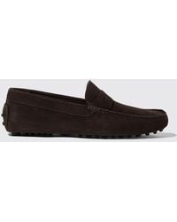 SCAROSSO - Michael Brown Suede Driving Shoes - Lyst