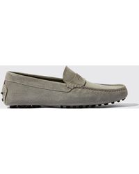 SCAROSSO - Michael Grey Suede Driving Shoes - Lyst