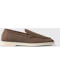 SCAROSSO - Ludovica Deep Taupe Suede Loafers - Lyst
