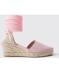 SCAROSSO - Paloma Pink Suede Espadrilles - Lyst