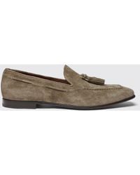 SCAROSSO - Rodolfo Taupe Suede Loafers - Lyst