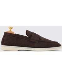 SCAROSSO - Luciano Brown Suede Loafers - Lyst
