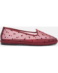 SCAROSSO - Valentina Burgundy Mesh Slippers - Lyst