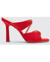 SCAROSSO - Zoe Red Suede Sandals - Lyst