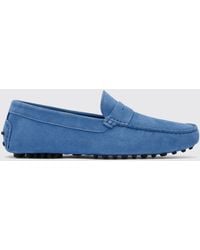 SCAROSSO - Michael Light Blue Suede Driving Shoes - Lyst