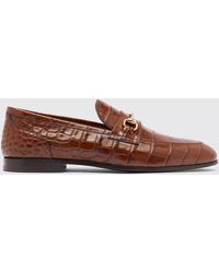 SCAROSSO - Alessandro Brown Croco Loafers & Flats - Lyst
