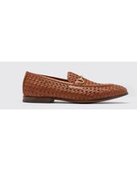 SCAROSSO - Alessandro Cognac Woven Loafers - Lyst