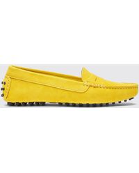 SCAROSSO - Ashley Yellow Suede Driving Shoes - Lyst