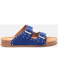 SCAROSSO - Delilah Blue Suede Sandals - Lyst