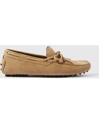 SCAROSSO - James Beige Suede Loafers & Flats - Lyst