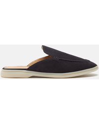 SCAROSSO - Lucrezio Blue Suede Slippers - Lyst