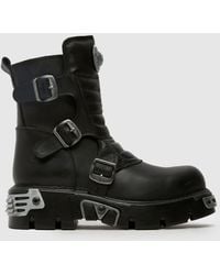 New Rock - Padded Biker Boots - Lyst