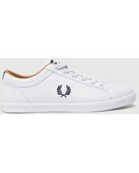 Fred Perry - Baseline Trainers In White & Navy - Lyst