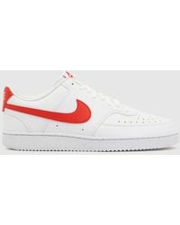 Nike - Court Vision Low Next Nature Trainers In White & Red - Lyst
