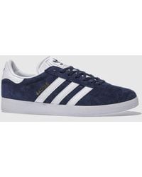 adidas - Gazelle Trainers In Navy & White - Lyst