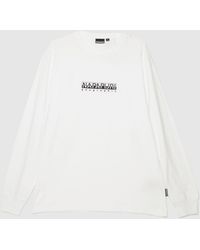 Napapijri Box Print Ls T-shirt In - White