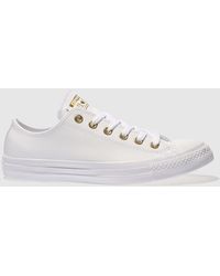 white leather converse rose gold eyelets