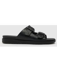 Schuh - Trista Croc Buckle Footbed Sandals In - Lyst