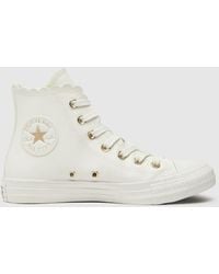 Converse - All Star Hi Trainers In White & Gold - Lyst