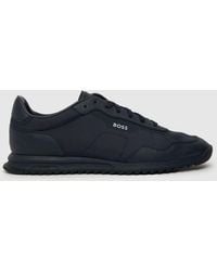 BOSS - Zayn Mixed-material Trainers With Perforated Faux Leather - Lyst