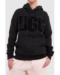 UGG - Rey Fuzzy Logo Cotton Hoodie - Lyst