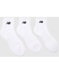 New Balance - White & Black Essentials Ankle Sock 3 Pack - Lyst