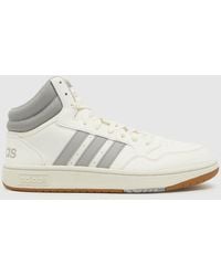 adidas - Hoops 3.0 Mid Trainers In White & Grey - Lyst