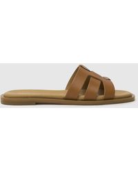 Schuh - Ladies Brown Tierney Leather Slider Sandals - Lyst