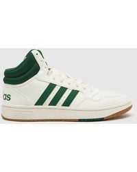 adidas - Hoops 3.0 Mid Trainers In White & Green - Lyst