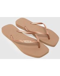 Havaianas - Slim Square Logo Metallic Sandals - Lyst