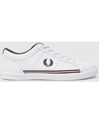 Fred Perry - Baseline Perforated Trainers In White & Navy - Lyst