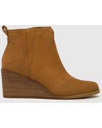 TOMS - Women's Brown Clare Wedge Boots - Lyst