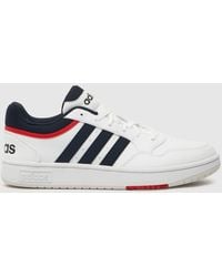 adidas - Hoops 3.0 Trainers In White & Navy - Lyst