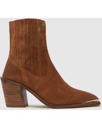Schuh - Women's Brown Anand Suede Western Boots - Lyst
