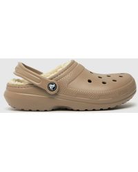 Crocs™ - Classic Lined Clog Sandals In Beige & Brown - Lyst
