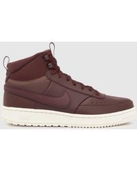 Nike - Court Vision Mid Winter Trainers In White & Burgundy - Lyst