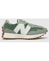 New Balance - 327 Trainers In White & Green - Lyst