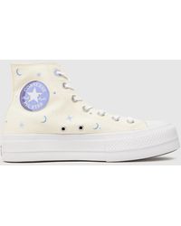 Converse - Lift Hi Timeless Graphics Trainers In White & Purple - Lyst