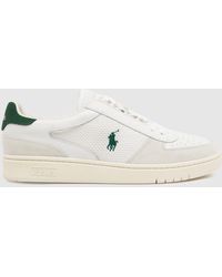 Polo Ralph Lauren - Court Trainers In White & Green - Lyst