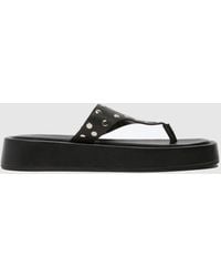 schuh - Toryn Leather Stud Toe Post Sandals - Lyst